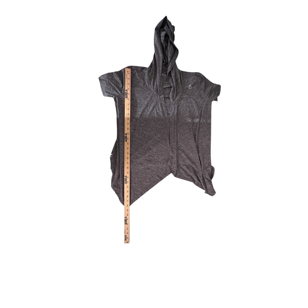 Reebok Womens Gray Space Dye Open Front Hooded Cardigan Size Medium Activewear - Picture 7 of 13